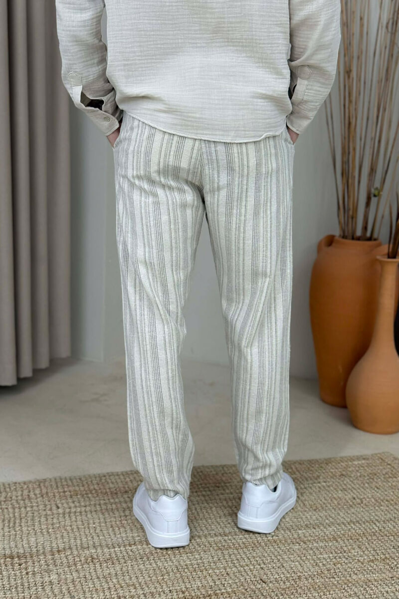 LINES DESIGN BELT DETAIL MEN PANTS BEIGE/BEZHE - 2