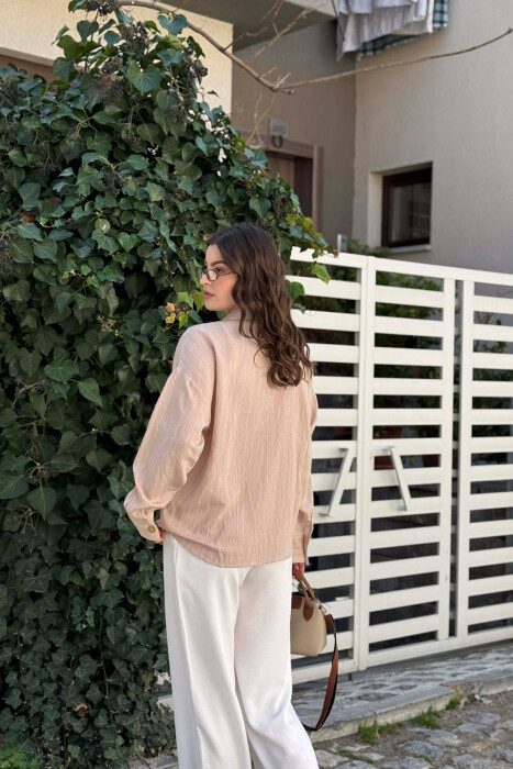 LINES DESIGN GOLD BUTTONS WOMAN SHIRT BEIGE/BEZHE - 2