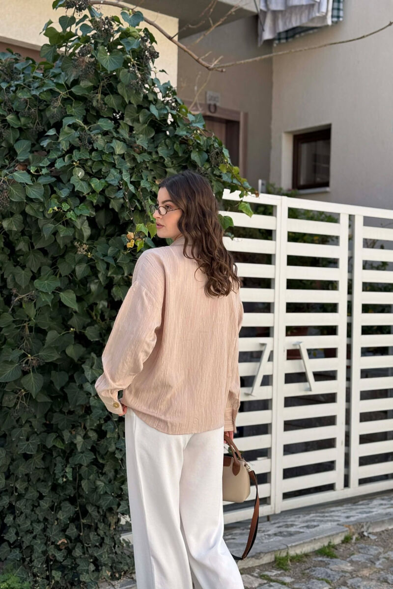 LINES DESIGN GOLD BUTTONS WOMAN SHIRT BEIGE/BEZHE - 2