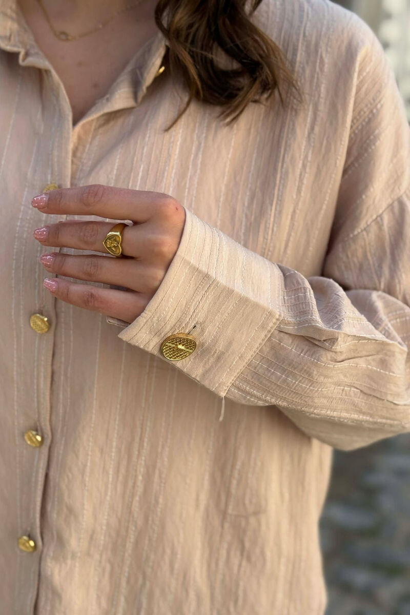 LINES DESIGN GOLD BUTTONS WOMAN SHIRT BEIGE/BEZHE - 5