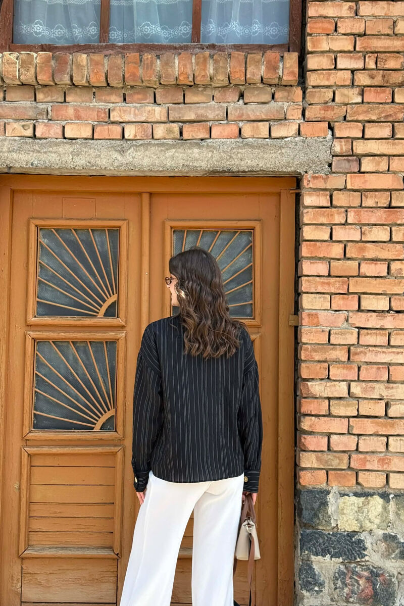 LINES DESIGN GOLD BUTTONS WOMAN SHIRT BLACK/ E ZEZE - 2