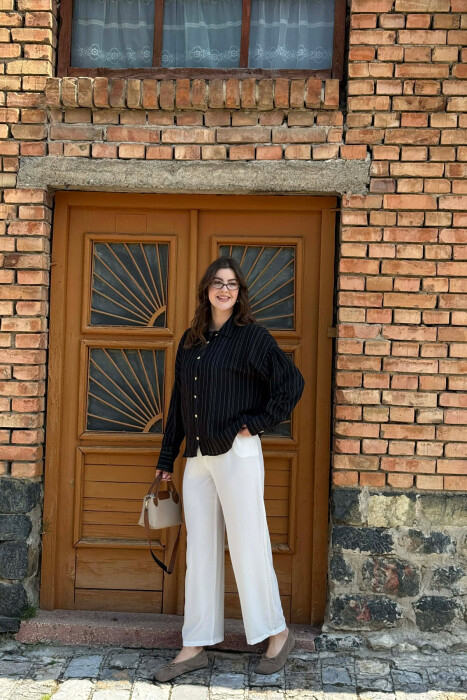 LINES DESIGN GOLD BUTTONS WOMAN SHIRT BLACK/ E ZEZE - 6