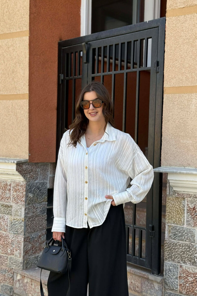 LINES DESIGN GOLD BUTTONS WOMAN SHIRT WHITE-E BARDHE - 1