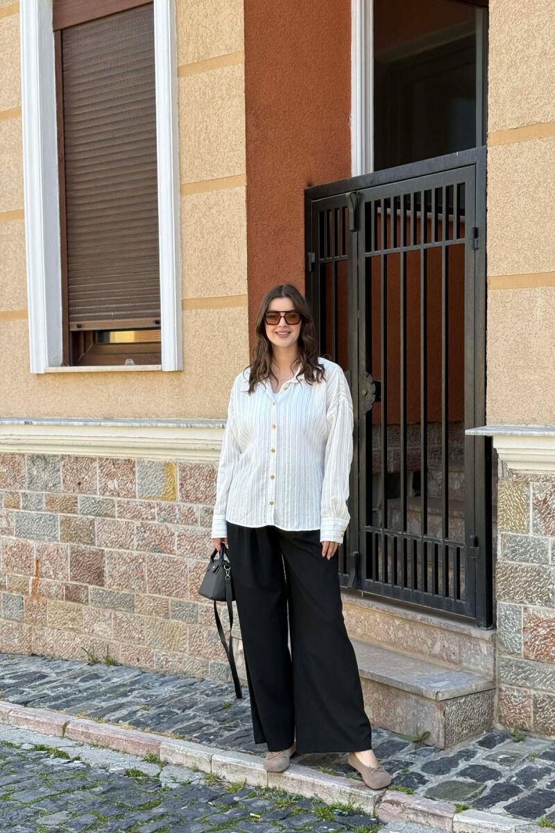 LINES DESIGN GOLD BUTTONS WOMAN SHIRT WHITE-E BARDHE - 3