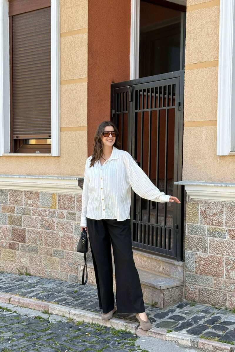 LINES DESIGN GOLD BUTTONS WOMAN SHIRT WHITE-E BARDHE - 4