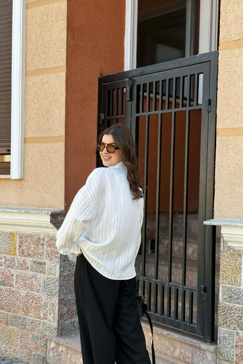 LINES DESIGN GOLD BUTTONS WOMAN SHIRT WHITE-E BARDHE - 5