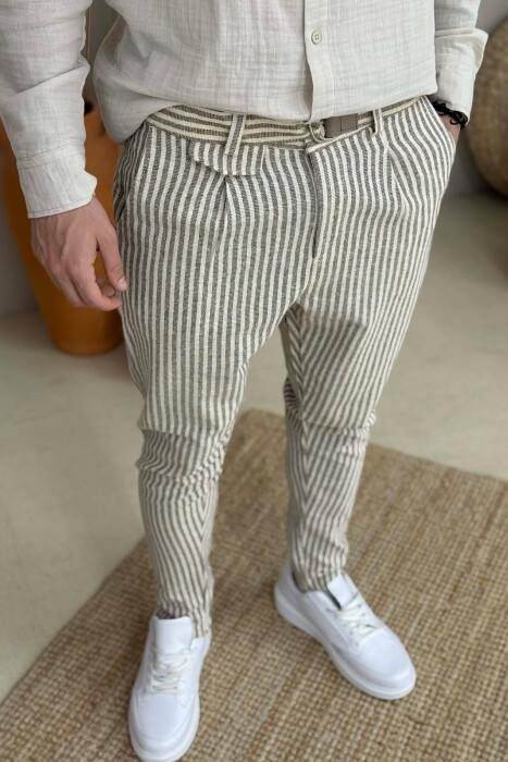 LINES DESIGN MEN PANTS BEIGE+BROWN/BEZHE+KAFE - 2