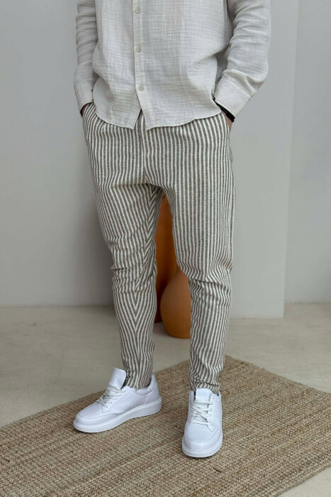 LINES DESIGN MEN PANTS BEIGE+BROWN/BEZHE+KAFE - 4