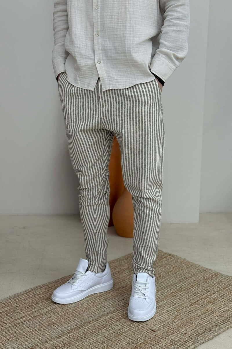 LINES DESIGN MEN PANTS BEIGE+BROWN/BEZHE+KAFE - 4