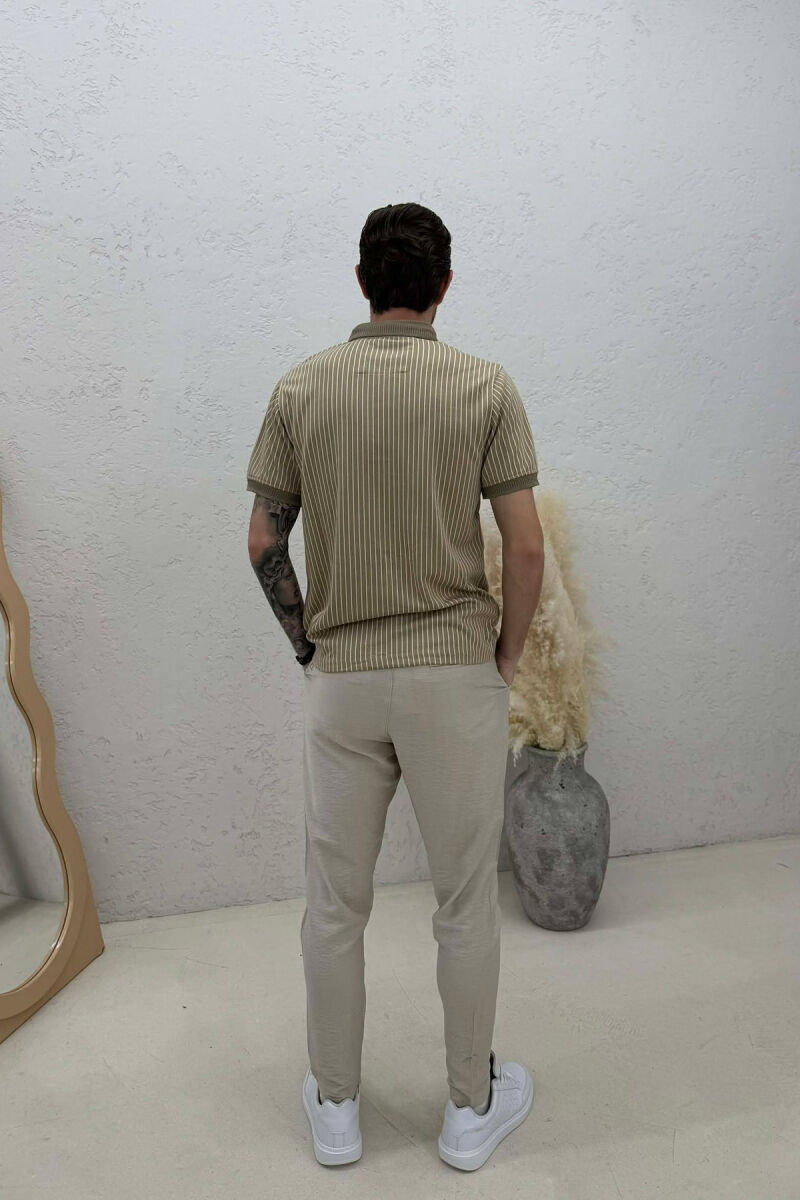 LINES DESIGN MEN T-SHIRT BEIGE/BEZHE - 4