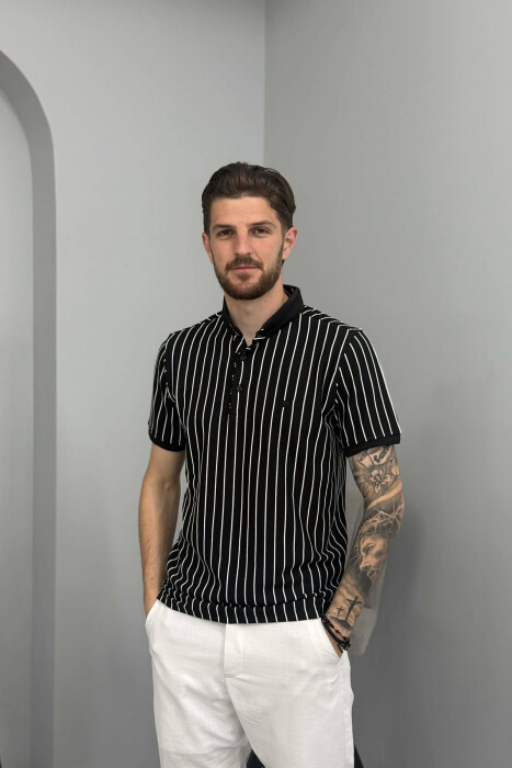 T-SHIRT ME JAKE POLO DHE ME DIZAJN VIJASH PER MESHKUJ NE NGJYRE TE ZEZE - KLAUDIO FASHION