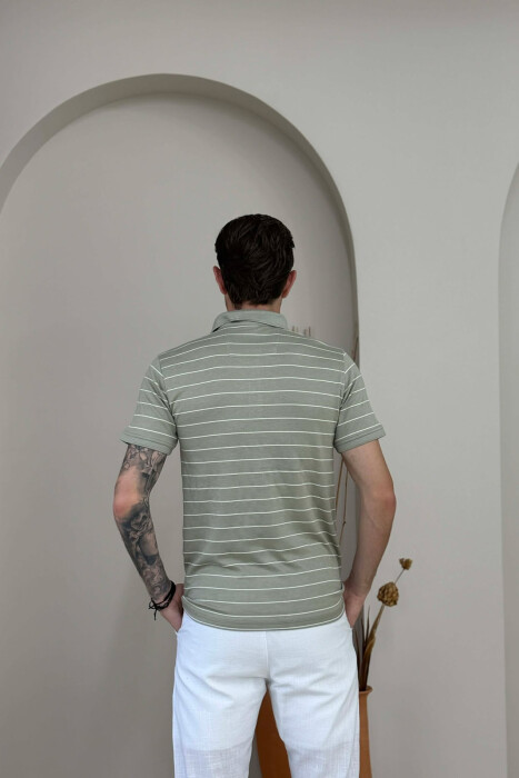 LINES DESIGN POLO NECK MEN T-SHIRT MINT/MENTE - 3