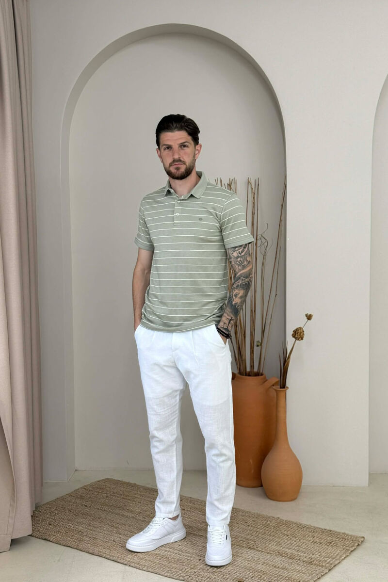 LINES DESIGN POLO NECK MEN T-SHIRT MINT/MENTE - 4