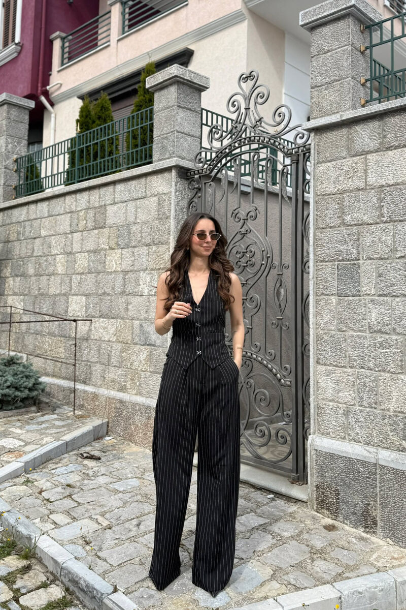 LINES DESIGN VEST + TROUSERS WOMAN SET BLACK/ E ZEZE - 1