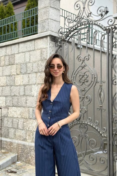 LINES DESIGN VEST + TROUSERS WOMAN SET BLUE/BLU - 3