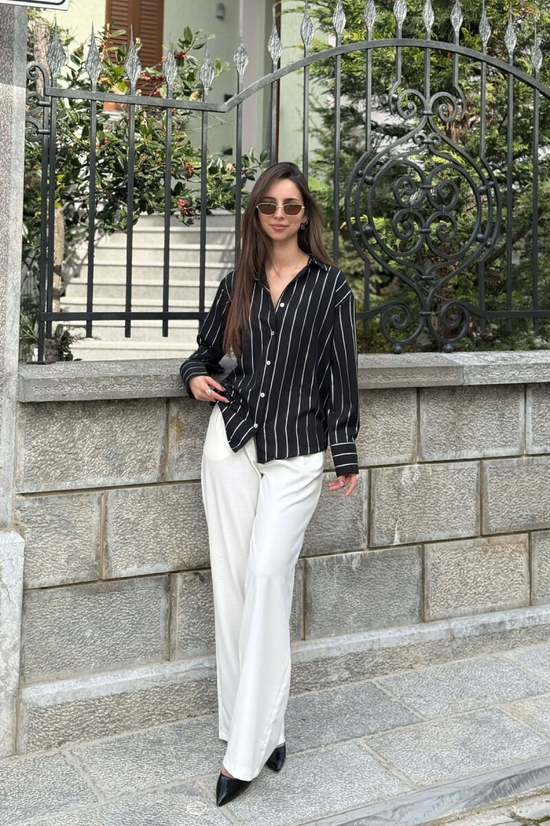 LINES DESIGN WOMAN SHIRT BLACK/ E ZEZE - 1