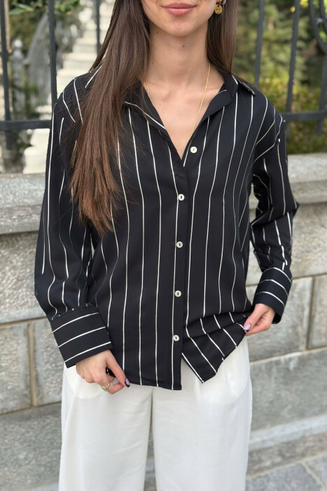 LINES DESIGN WOMAN SHIRT BLACK/ E ZEZE - 3