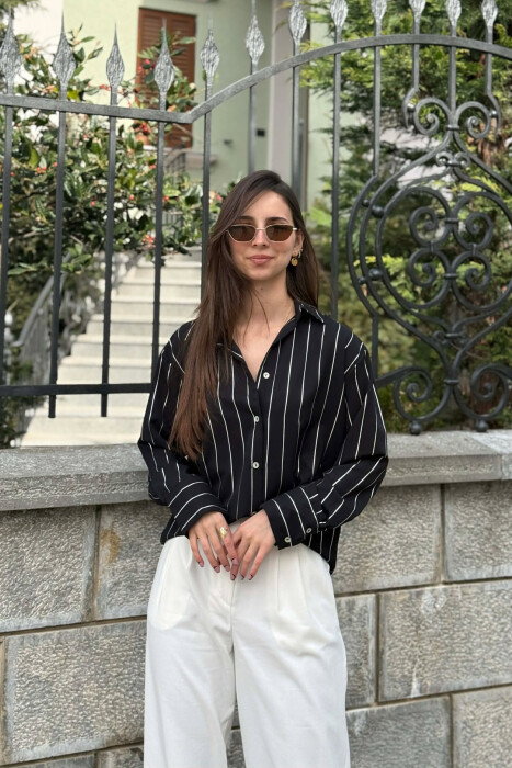 LINES DESIGN WOMAN SHIRT BLACK/ E ZEZE - 6