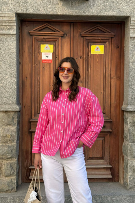 LINES DESIGN WOMAN SHIRT FUCHSIA/CIKLAMI 