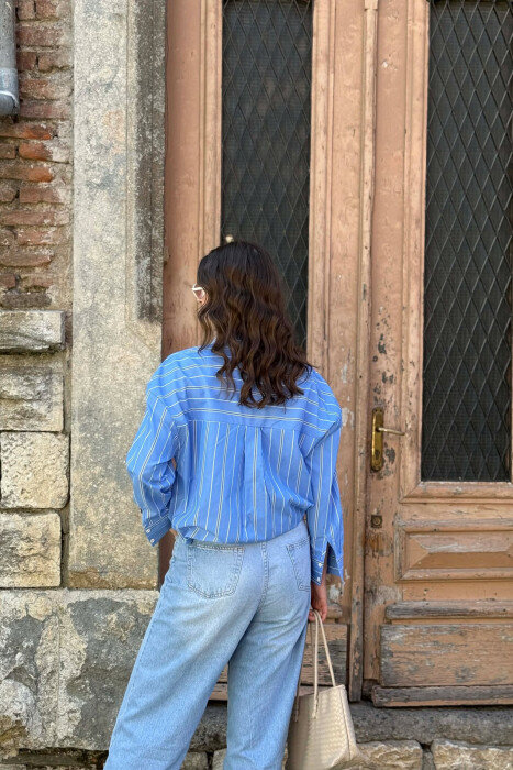 LINES DESIGN WOMAN SHIRT LIGHTBLUE/BZ - 4