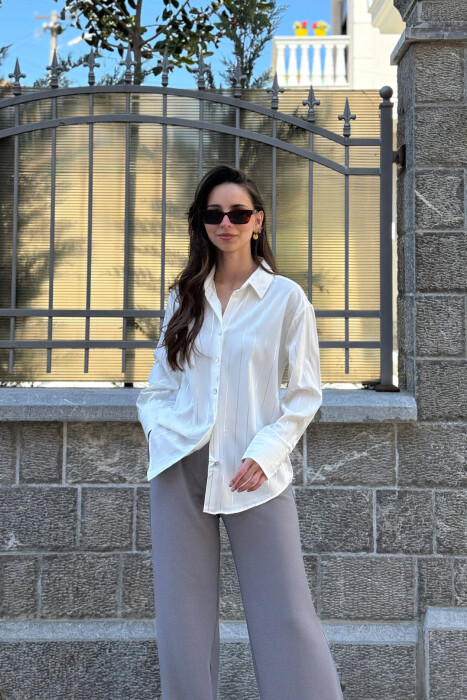 LINES DESIGN WOMAN SHIRT WHITE-E BARDHE 