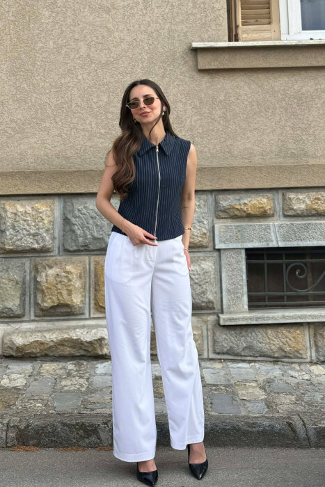 LINES DESIGN ZIPPER WOMAN VEST BLUE/BLU - 2