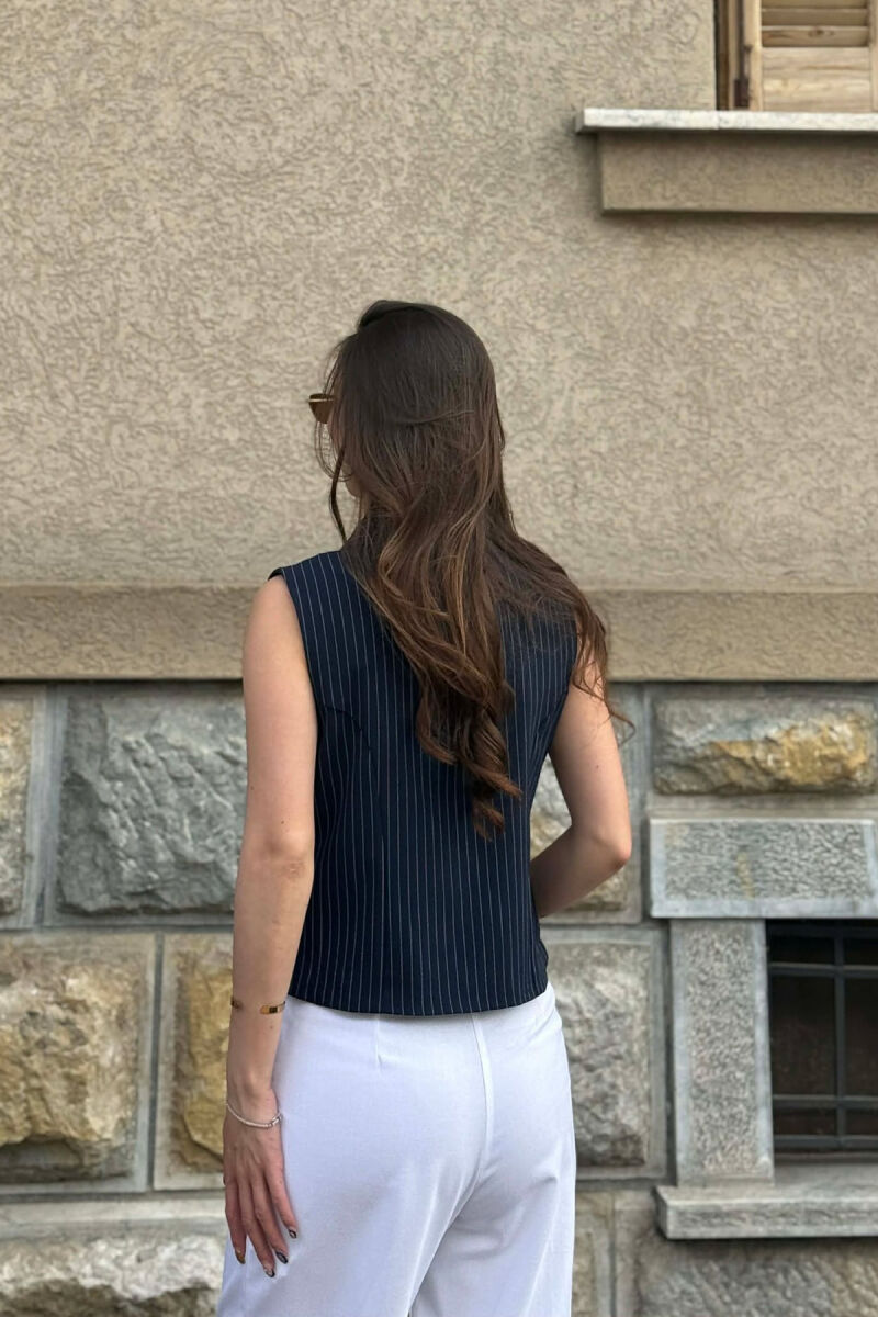 LINES DESIGN ZIPPER WOMAN VEST BLUE/BLU - 4