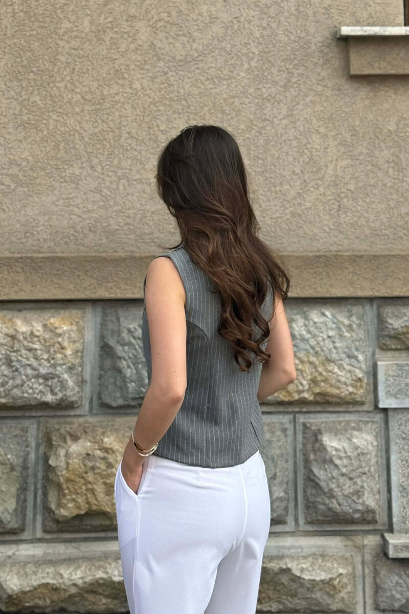 LINES DESIGN ZIPPER WOMAN VEST GREY/GRI - 4