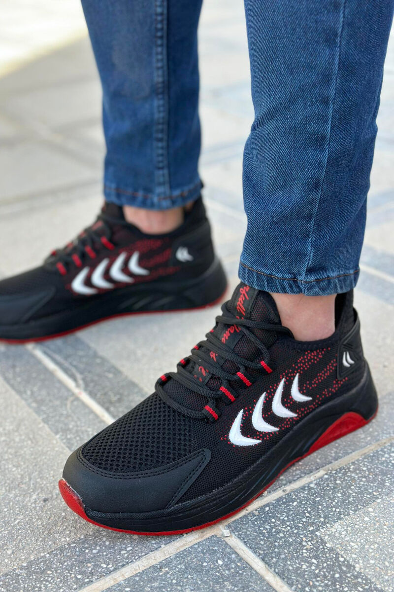 LINES DIFFERENT COLORS MEN SNEAKERS BLACK-RED/ZEKU - 3