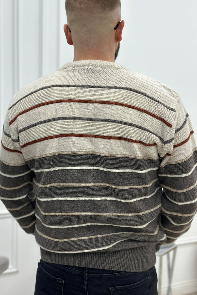 LINES DIFFERENT COLORS MEN SWEATER BEIGE/BEZHE - 2