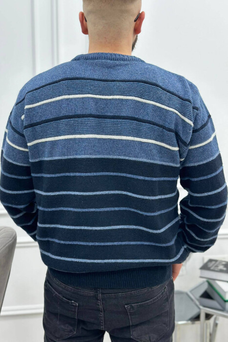 LINES DIFFERENT COLORS MEN SWEATER BLUE/BLU - 3