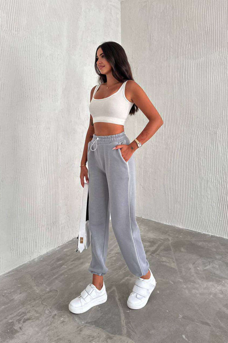 LINES FLUFFY COTTON WOMAN SWEATPANTS GREY/GRI - 5