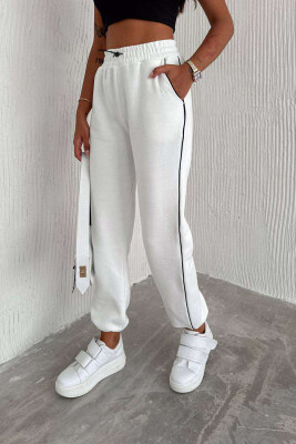 LINES FLUFFY COTTON WOMAN SWEATPANTS WHITE-E BARDHE 