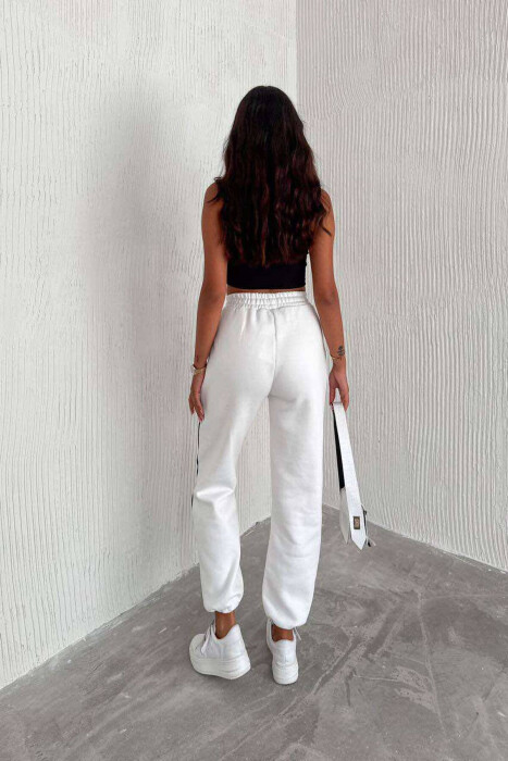 LINES FLUFFY COTTON WOMAN SWEATPANTS WHITE-E BARDHE - 2