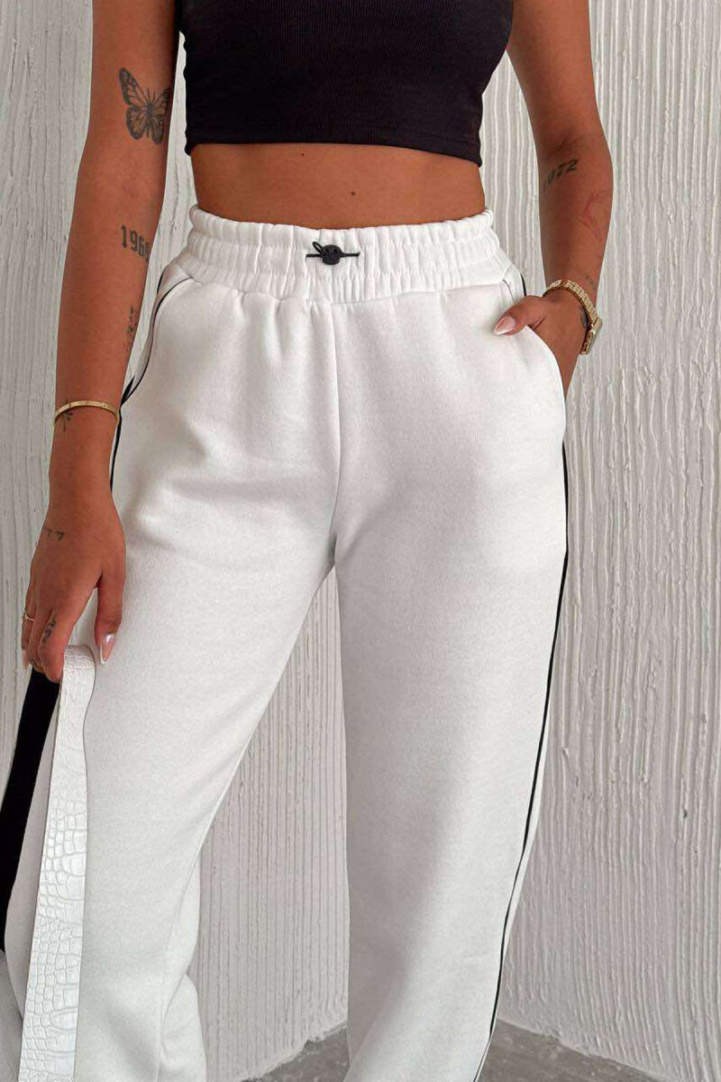 LINES FLUFFY COTTON WOMAN SWEATPANTS WHITE-E BARDHE - 3