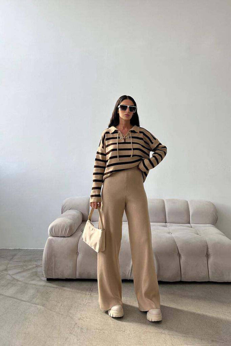 LINES LACING ONE COLOR WOMAN SET BEIGE/BEZHE - 1