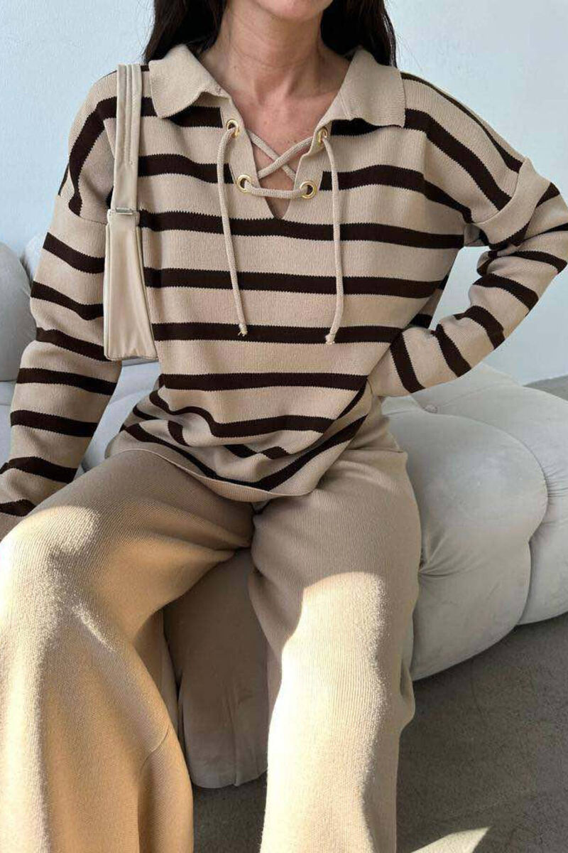 LINES LACING ONE COLOR WOMAN SET BEIGE/BEZHE - 3