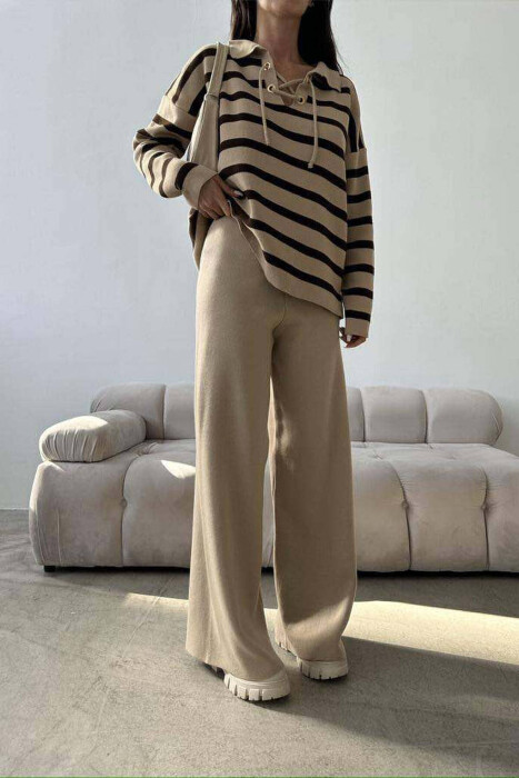 LINES LACING ONE COLOR WOMAN SET BEIGE/BEZHE - 4