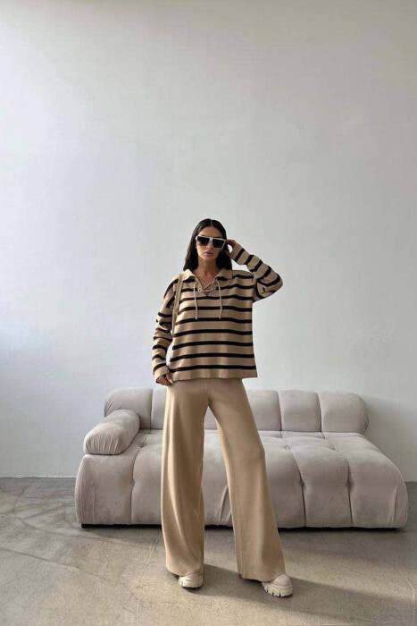 LINES LACING ONE COLOR WOMAN SET BEIGE/BEZHE - 5