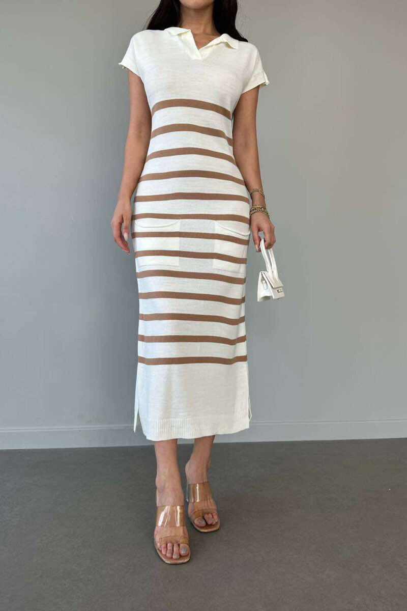 LINES LONG DRESS BEIGE/BEZHE - 4