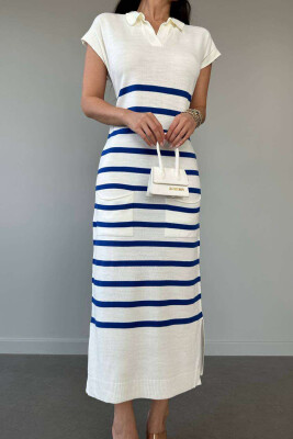 LINES LONG DRESS BLUE/BLU 