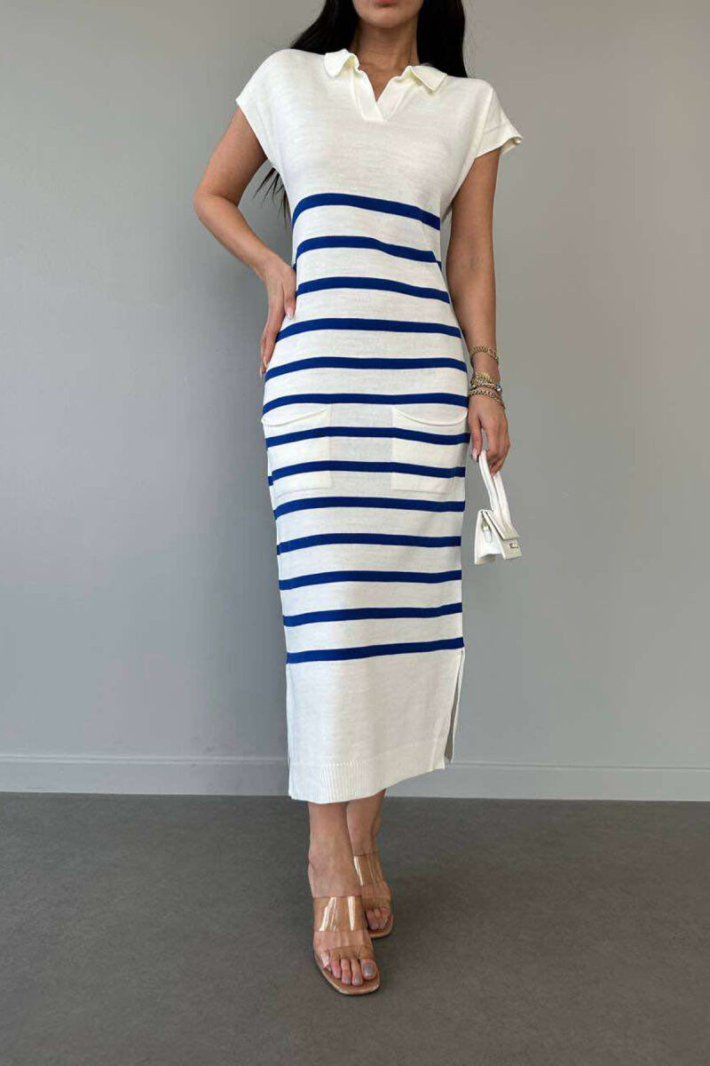 LINES LONG DRESS BLUE/BLU - 3