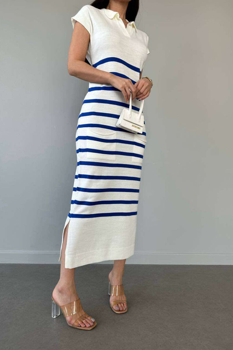 LINES LONG DRESS BLUE/BLU - 4