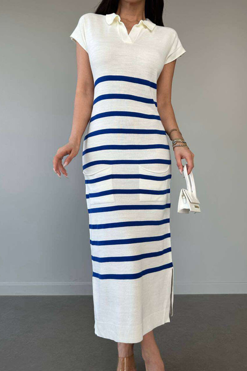 LINES LONG DRESS BLUE/BLU - 5