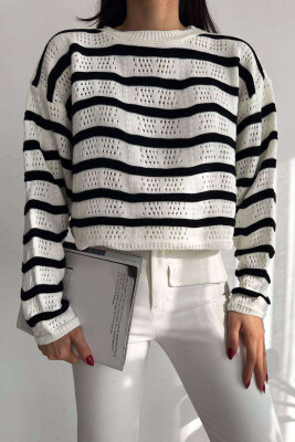 LINES LONG SLEEVE WOMAN SWEATER WHITE-E BARDHE 