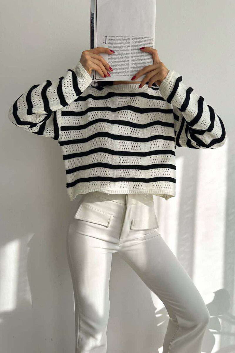 LINES LONG SLEEVE WOMAN SWEATER WHITE-E BARDHE - 3