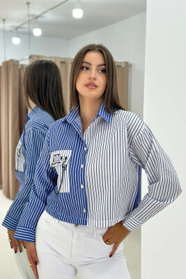 LINES POCKET WOMAN SHIRT LIGHTBLUE/BZ 