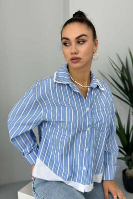 LINES POCKET WOMAN SHIRT LIGHTBLUE/BZ 