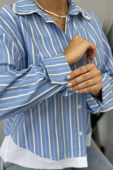 LINES POCKET WOMAN SHIRT LIGHTBLUE/BZ - 8