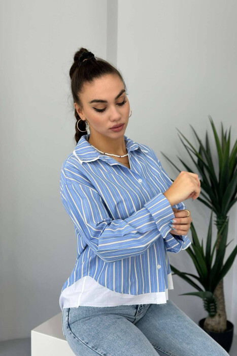 LINES POCKET WOMAN SHIRT LIGHTBLUE/BZ - 6